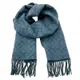 COACH 新款C LOGO羊毛混喀什米爾圍巾(灰藍)