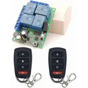 Universal Remote Control Switch, AC 230V/220V 10A 4CH 433Mhz RF Relay Receiver with 2 Transmitters for Motor, Garage Door, Light, Electric Curtain, TH