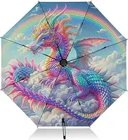 [RPLIFE] Travel Umbrella Windproof Compact Umbrellas, Umbrellas for Backpacks/Handbags, Rain, Wind and Sun, Rainbow Dragon