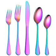 Flatware Set 20 Piece Stainless Steel Titanium Colorful Plated Multicolor Flatwa