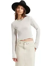 [Brixton] Sheer Knit Top Long Sleeve Top in Off White