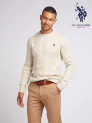 U.S. Polo Assn. Mens Cable Knit Crew Neck Polo Shirt (AD5187) | $105