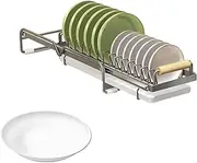 fanelod Pull Out Dish Drying Rack, Expandable Dish Drying Rack, Pull Out Cabinet Dish Organizer, Metal Dish Drainer Rack with Drip Tray, Pull Out Drawer for Kitchen Counter
