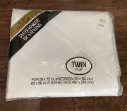 Vintage Tastemaker By Stevens Twin Flat Sheet No Iron 66” x 96” White NEW