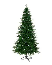 National Tree Company 7ft Feel-Real Duxbury Light Green Hinged Tree With 300 Dual Color Globe LED Lights+ G40 Globe Caps