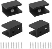 8Pcs Square Adjustable Frameless Glass Shelf Bracket Holder, Black Heavy Duty Gl