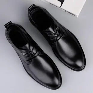 【ANSEL】真皮皮鞋 牛皮皮鞋/真皮頭層牛皮流線版型拉長身形設計商務皮鞋-男鞋(黑)