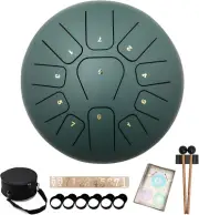 Steel Tongue Drum 10 Inches 11 Notes, Percussion Instrument for Adult Kids, Hand