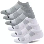 Women's Athletic Running Cushioned Low Ankle Socks, Size 9-11, White/Grey, 6 ...