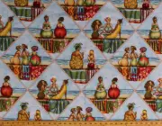 Fruit Ladies Summer Beach Diamonds Patchwork Cotton Fabric Print by Yard D568.57