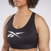 Reebok Plus Size Lux Vector Medium Impact Racerback Bra Black Size 1X 5877
