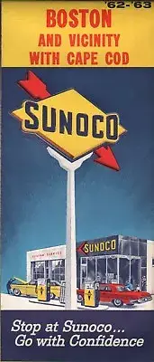 1962 Sunoco Road Map: Boston and Vicinity with Cape Cod NOS