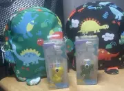 2 PC LOT CHILD TODDLER DINOSAUR GRN TOOTHBRUSH & BLACK MINI BACKPACK COMBO C1111