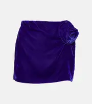 [Didu] Didu Floral-appliqué velvet miniskirt AU 16 blue