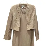 ADRIANNA PAPELL Occasions Embroidered Beaded Column Dress Blazer Set Size 14 NWT