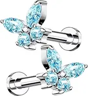 [Generic] Stud Earrings for Women,Titanium Alloy Cartilage Piercing Stud Earrings | Ear Nose Earlobes Jewelry Versatile Body Fashion Skin-Friendly for Dating, Stage