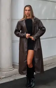 Two Timer PU Coat Chocolate