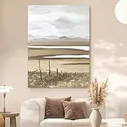Hand-Painted Oil Painting - Prairie River Landscape Texture Light Luxury Painting Large Size Sofa Hanging Painting,On Canvas Wall Art for Living Room Bedroom Home Stairway Decor,As Shown,50 X 75 Cm