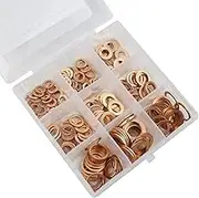 Copper Washer Gasket Nut and Bolt Set Flat Ring Seal Assortment Kit With Box M5/M6/M8/M10/M12/M14 for Sump Water 200Pcs Easy to carry