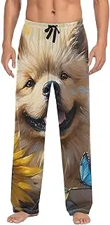 [PDZRMY] Chow Chow Dog Sunflower Pajama Pants for Men Men's Separate Bottoms, Lounge Pants with Pockets S