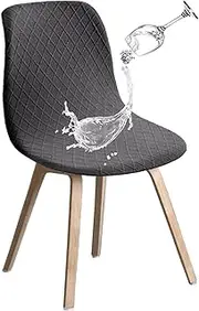 Waterproof Shell Chair Covers,Jacquard Dining Room Chair Slipcover Mid Century Modern Dining Chair Covers Stretchable Slipcovers for Kitchen, Office and Living Room (Color : Dark Grey, Size : Set of
