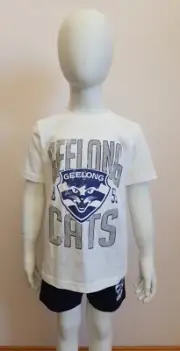 Geelong Cats AFL AFGEL0842 W24 Boys Short Sleeve Pyjama Set Size 6 New