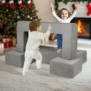 Modular Kids Play Couch 4Pcs DIY Creative Child Sectional Sofa Dark Grey