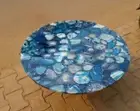 42" Blue Agate Dining Table Top Natural Agate Stones Handmade Home Office Decor
