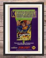 Superman Sunsoft Sega Genesis Framed Video Game Art Vintage Print Ad Poster