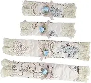 4Pcs Embroidered Lace Door Handle Gloves for Double Door Fridge Elegant Kitchen Appliance Handle Covers Dust and Decorative Wrap Cloths