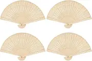 FoDau770 Wooden Folding Fans, 4 Pieces Classical Wood Handheld Fans, Round Hollow-Carved Wood Hand Fan with Tassel for Cosplay, Dancing, Decoration, Party