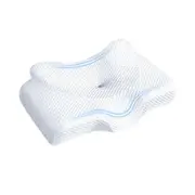 Cervical Pillow for Neck Relief, Hollow Design Odorless Memory Foam Pillows for Sleeping, Support for Side Back Sleepers, 60 x 41 x 13 cm, White