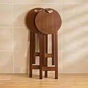 Set of 2 Bamboo Folding Bar Stool, 24 Inch Protable Collapsible Kitchen Counter Chair, Foldable Height Stool Chair with Footrest for Home Kitchen Breakfast Gameroom(Single Stool,24in/60cm)