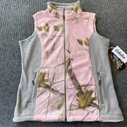 Cabela’s Vest Women’s L Pink Grey Zip Up Doe Camp