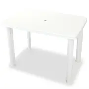 Garden Table Durable Plastic Weather-Resistant Outdoor Patio With Umbrella Hole