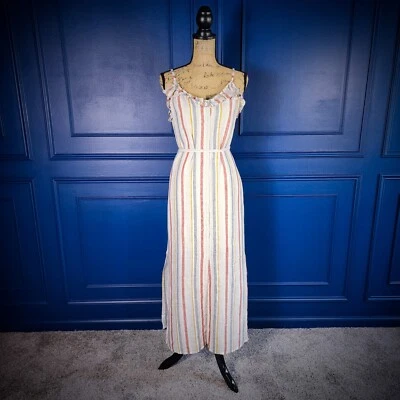 Vince Camuto Cotton/Linen Striped Summer Dress Size Small