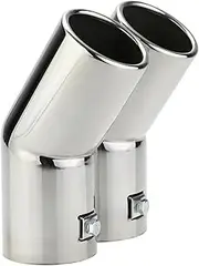 Car Exhaust Tail Tip Dual Pipes Stainless Steel Exhaust Tailpipes Muffler Tips Compatible For VW Golf 4 Bora Jetta (1998-2004)