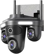 12MP Ultra HD WiFi Surveillance Camera Three Screens Smart Outdoor CCTV 360° PTZ 6K Security IP Camera(E/U,12MP NO SD Card)