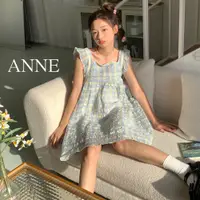 在飛比找蝦皮商城優惠-ANNE｜格紋木耳邊無袖洋裝【AD20239】裙 短裙 夏天