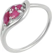 [Ivy Gems] 925 Sterling Silver Ruby Cluster Birthstone Ring