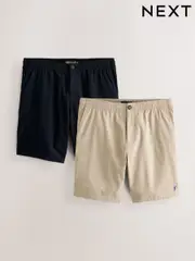Navy/Stone Elasticated Waist Chino Shorts 2 Pack (634857) | $69