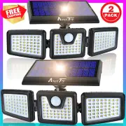 2 Pcs Solar Security Outdoor 800LM LED Motion Sensor Lights IP65 Waterproof