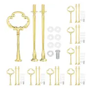 8 Set Cake Tray Stand Handle Plate Hardware, 3-Tiers Mini Sunflower Gold