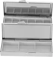 Purse Medicine Holder Metal Pill Box 10 Compartments Portable Medicine Case Daily Pill Organizer Child-proof for Travel Office Silver