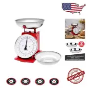 Vintage 11 lb Analog Kitchen Scale with 2 Stainless Bowls for Accurate Weighing