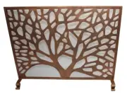 Luxe Rose Gold Metal Tree of Life Firescreen Art Deco Organic Fireplace Screen