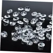 Clear Crystal 2 Hole Octagon Beads Glass Chandelier Prisms Lamp 50pcs 18mm