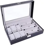 Watch Display Storage Box Sunglass Organizer Case Holder Display Storage Men Women Gifts (Brown Black) FANDIAO