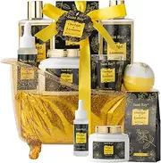 Spa Gift Basket, Orchid Jasmine Spa Basket bath and body gift basket with Shower Gel, Bath Bomb, Bath Salts, Jojoba Oil & Lip Balm, Birthday Holiday Home Spa Gifts for Women & Men Fathers Mother day