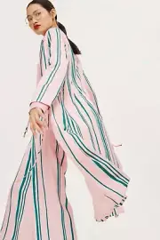 BNWT Topshop Striped Pink Green Long Light Summer Duster Jacket Coat UK 10 38 6